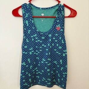 Rabbit Running Teal & Navy Geometric Performance Tank Top